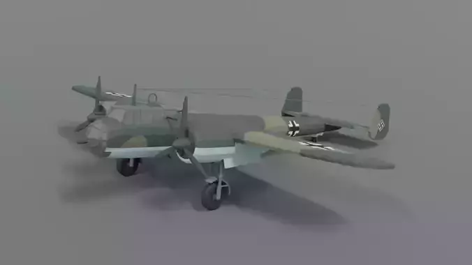 Low Poly Cartoon Dornier Do 17 Z WWII Airplane