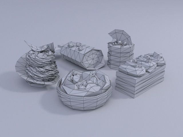 Low poly cakes meringue dessert Low-poly 3D model_3