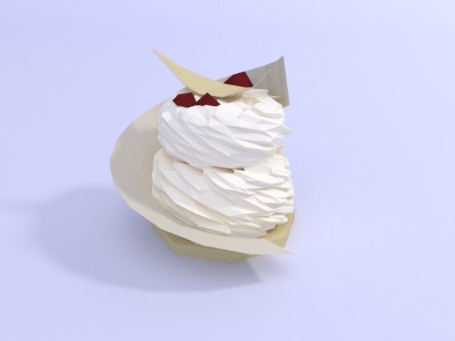 Low poly cakes meringue dessert Low-poly 3D model_1
