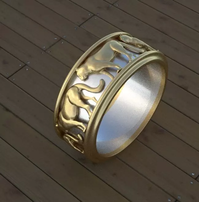 ring with  panther 0121 3D print model_0