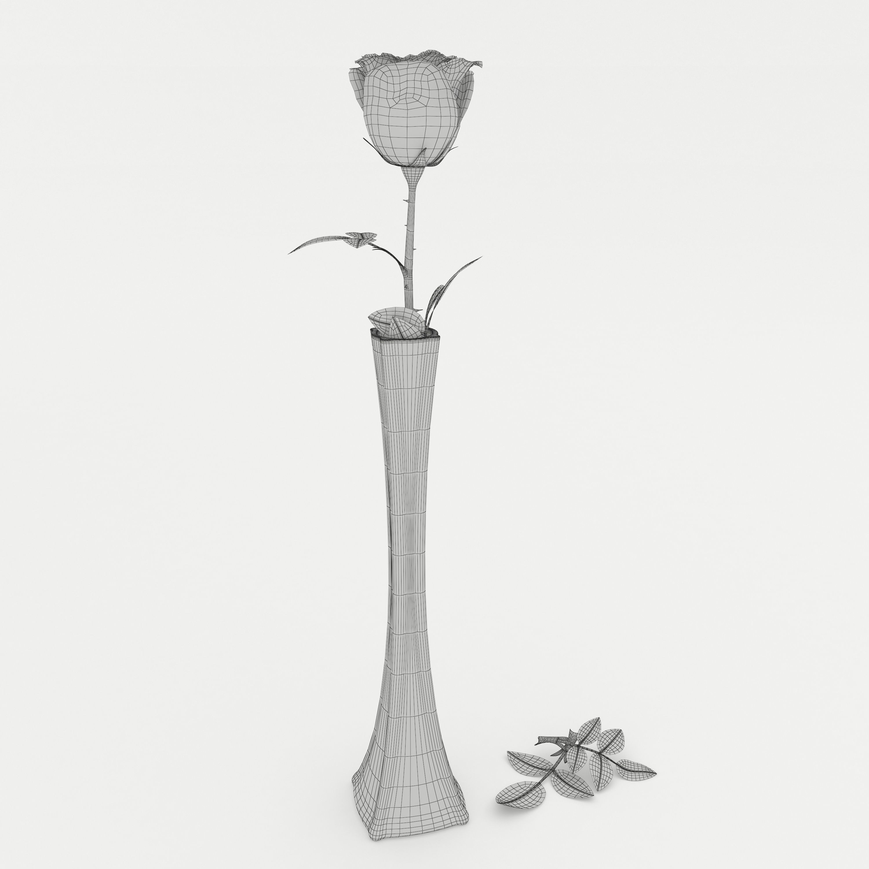 Rose vase 3D model_3