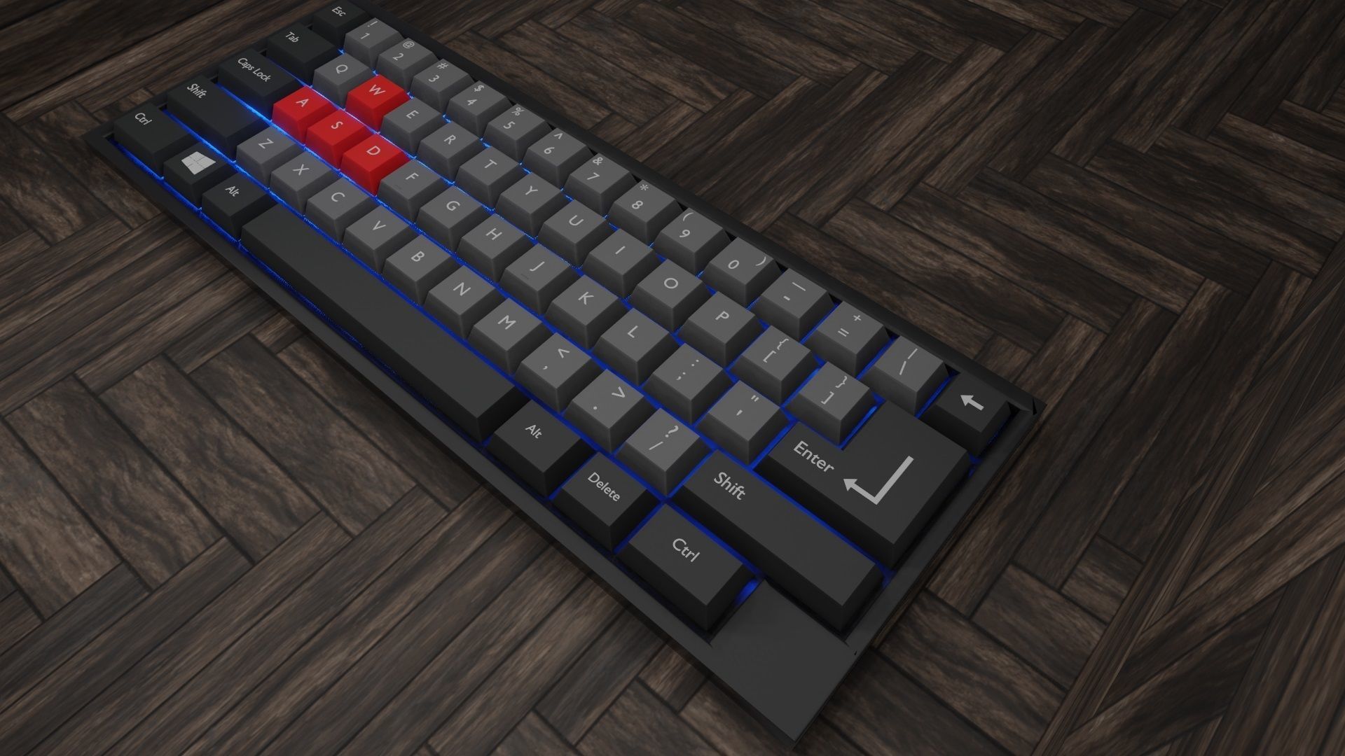 Simple Small RGB Gaming Keyboard Low-poly 3D model_1