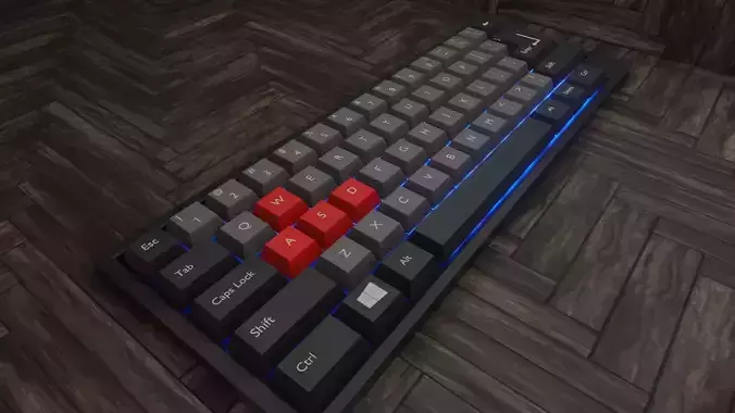 Simple Small RGB Gaming Keyboard Low-poly 3D model