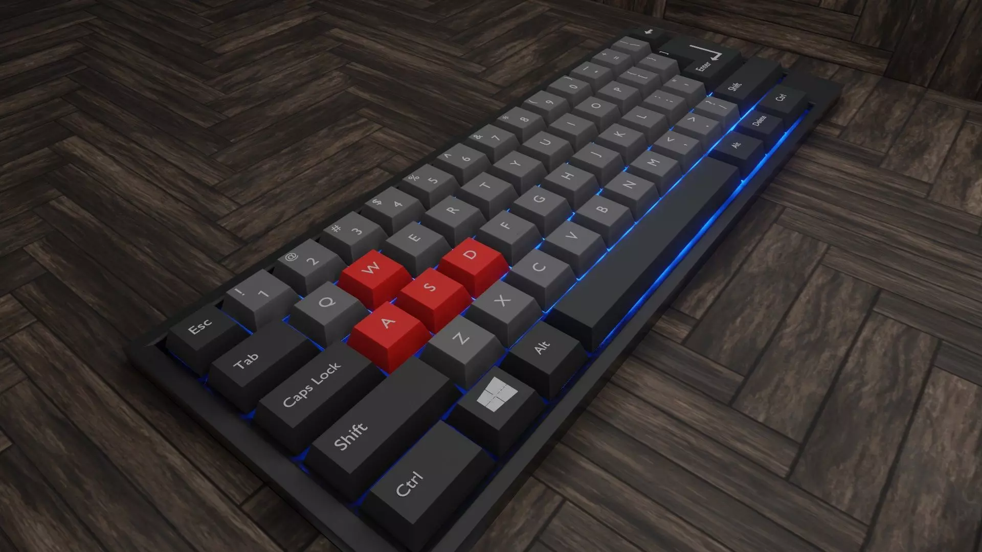 Simple Small RGB Gaming Keyboard Low-poly 3D model_0