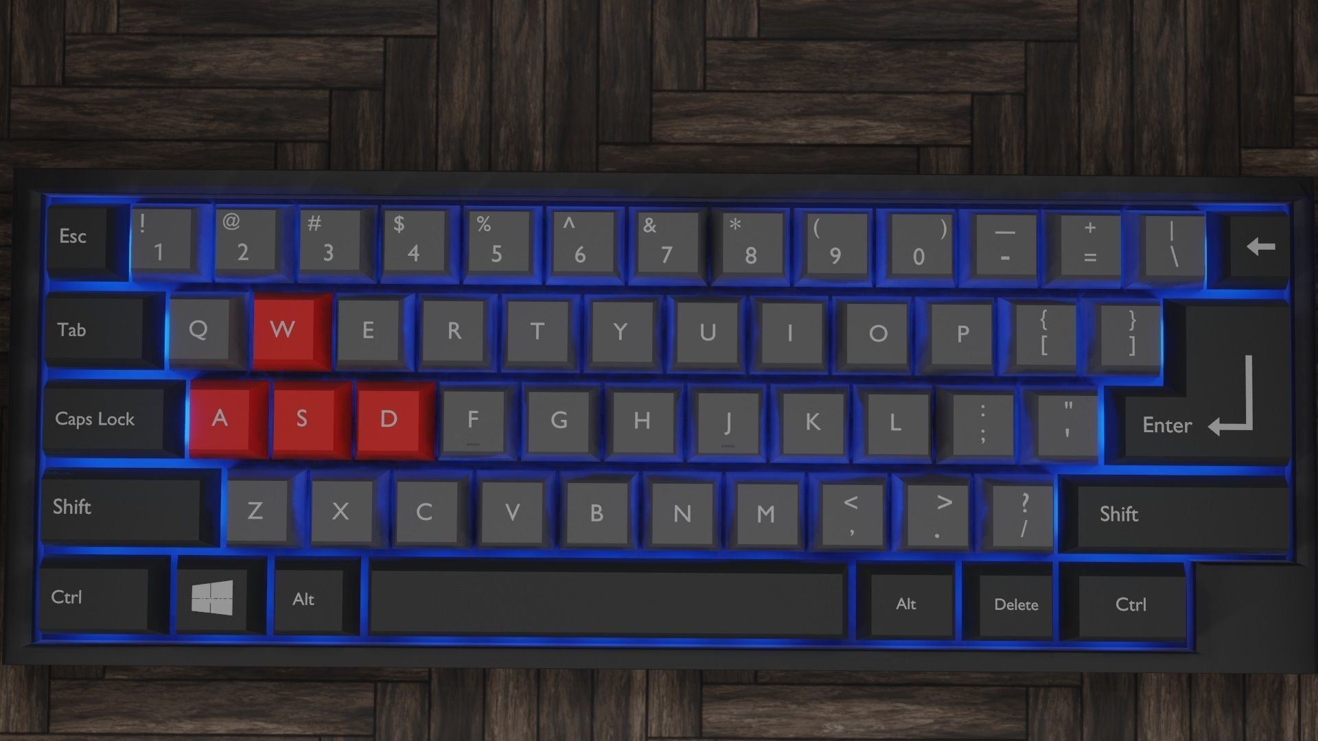 Simple Small RGB Gaming Keyboard Low-poly 3D model_2