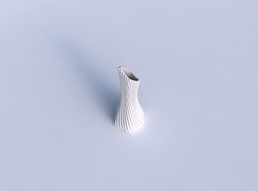 Vase squeezed and bent hexagon with extruded vertical lines 2 3D print model_1