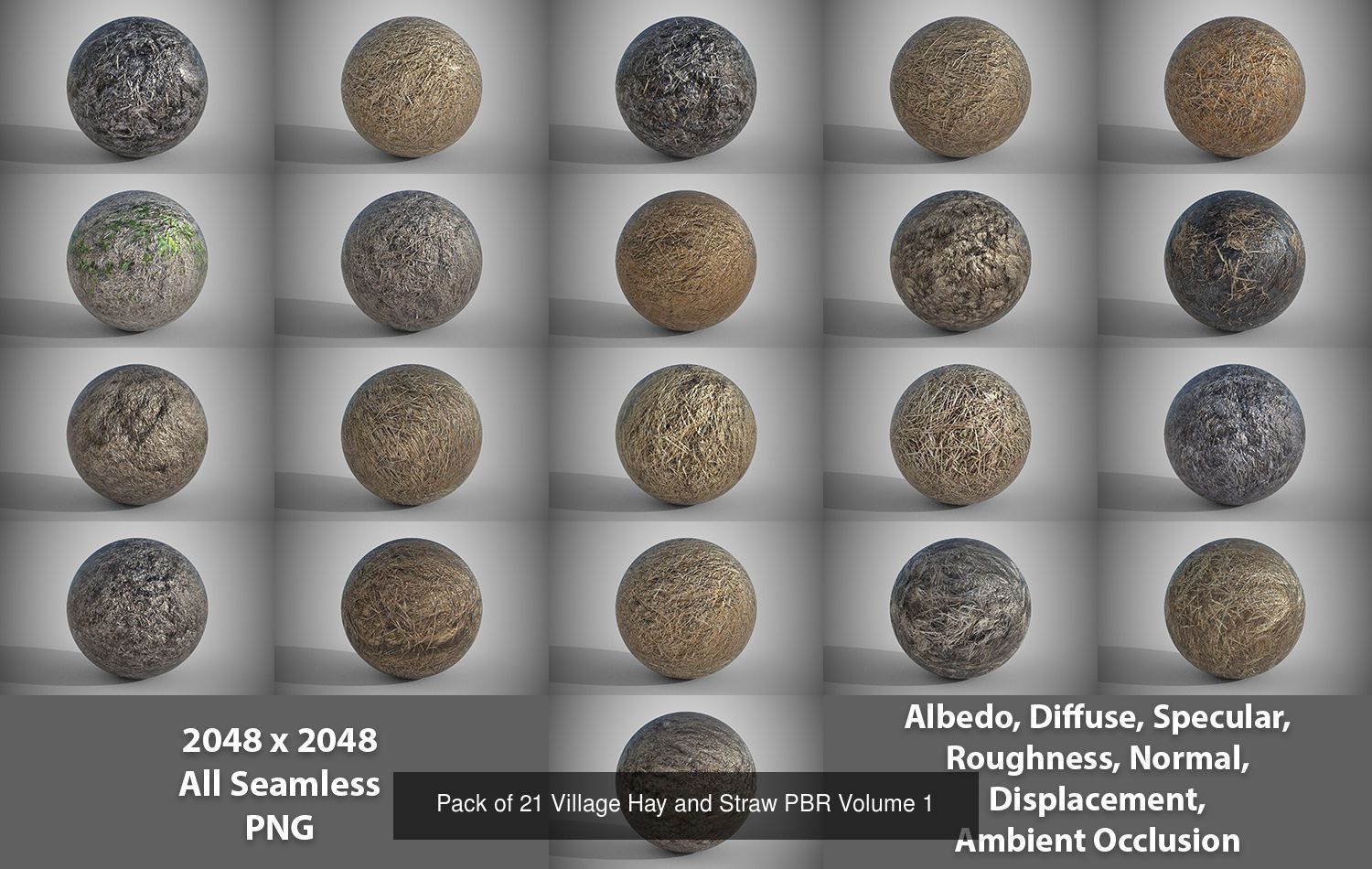 Mega Pack of 64 Village Hay and Straw PBR  Texture_2