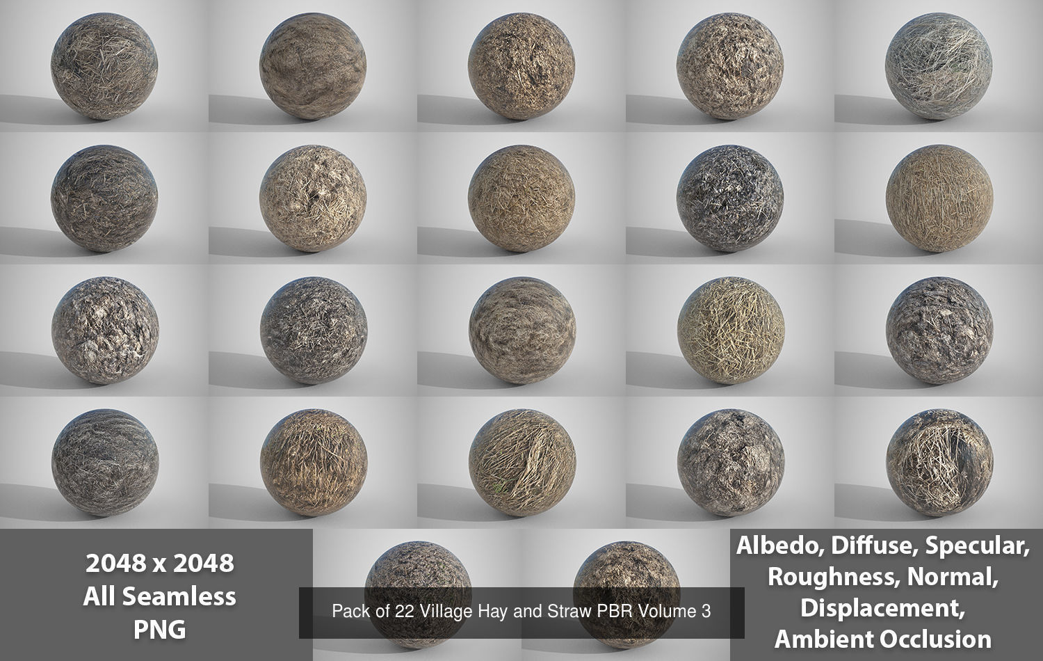 Mega Pack of 64 Village Hay and Straw PBR  Texture_3