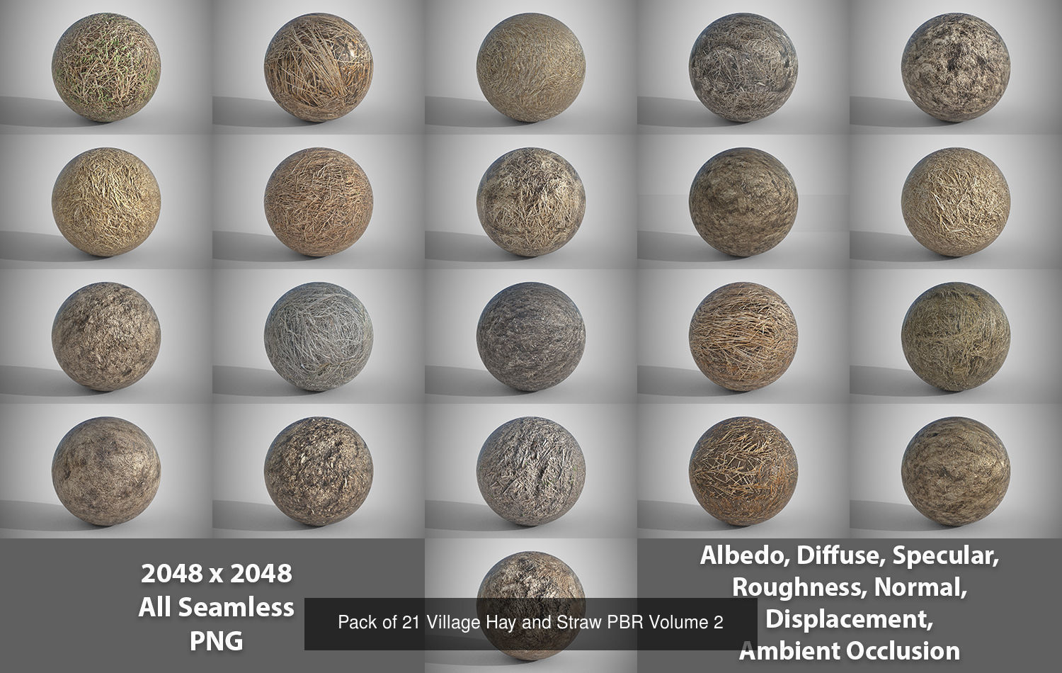 Mega Pack of 64 Village Hay and Straw PBR  Texture_1