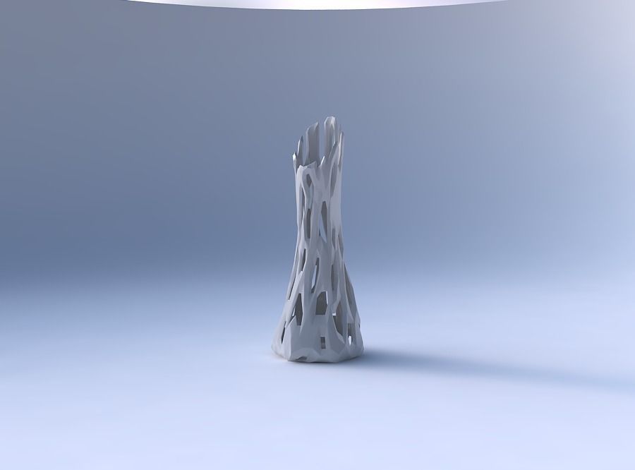 Vase squeezed and bent hexagon with faceted cuts 3D print model_4