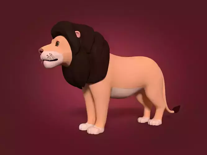 Cartoon Lion Low-poly 3D model