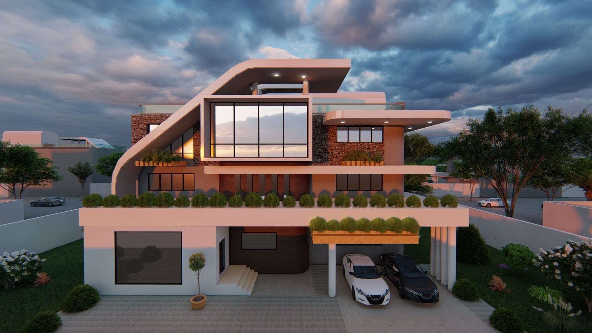 Villa modern 3D model_3