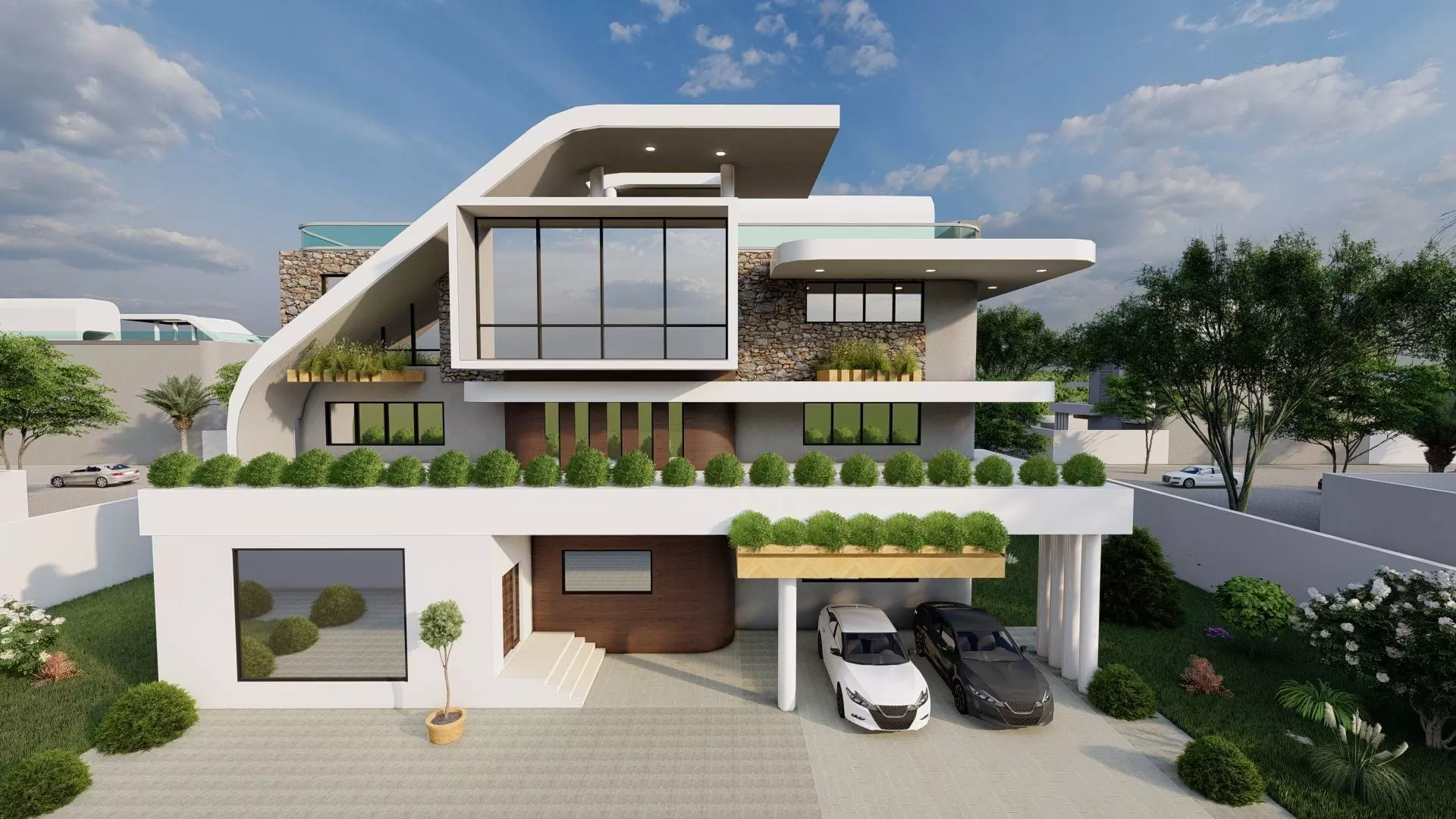 Villa modern 3D model_0