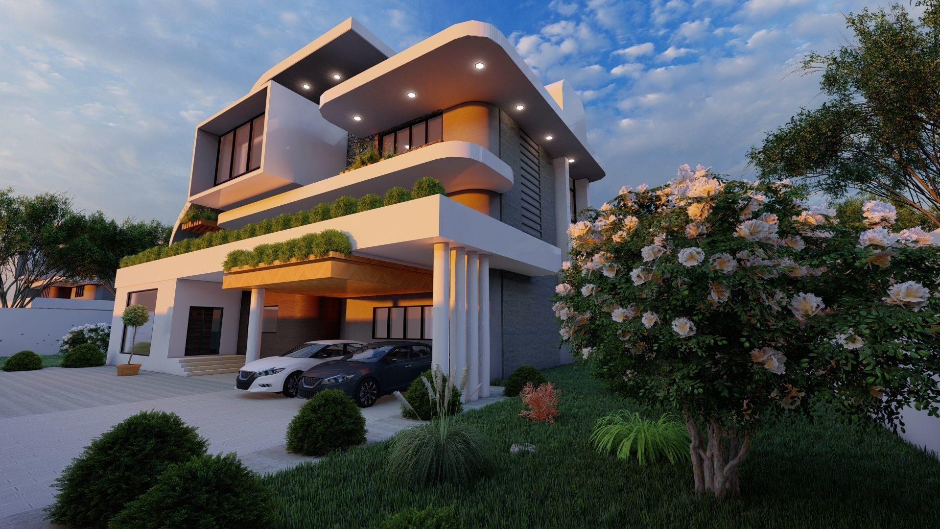 Villa modern 3D model_4
