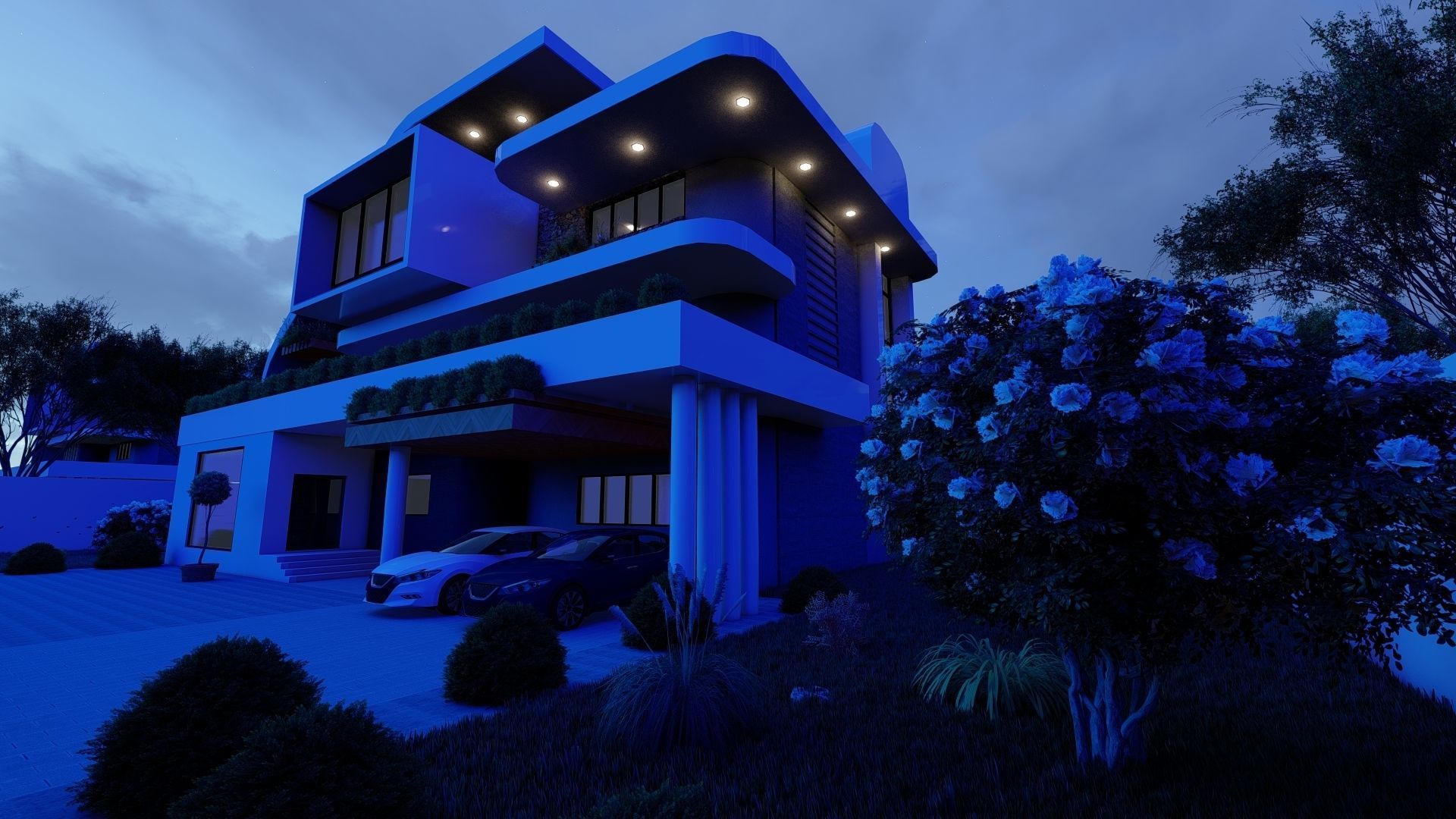 Villa modern 3D model_6