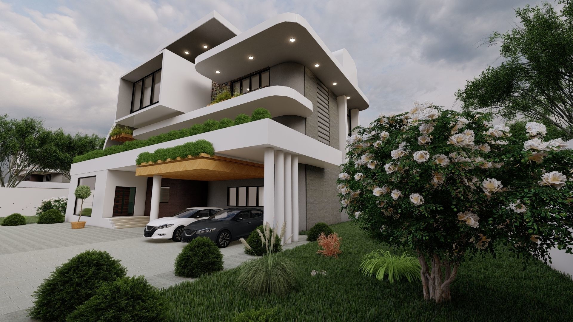 Villa modern 3D model_2