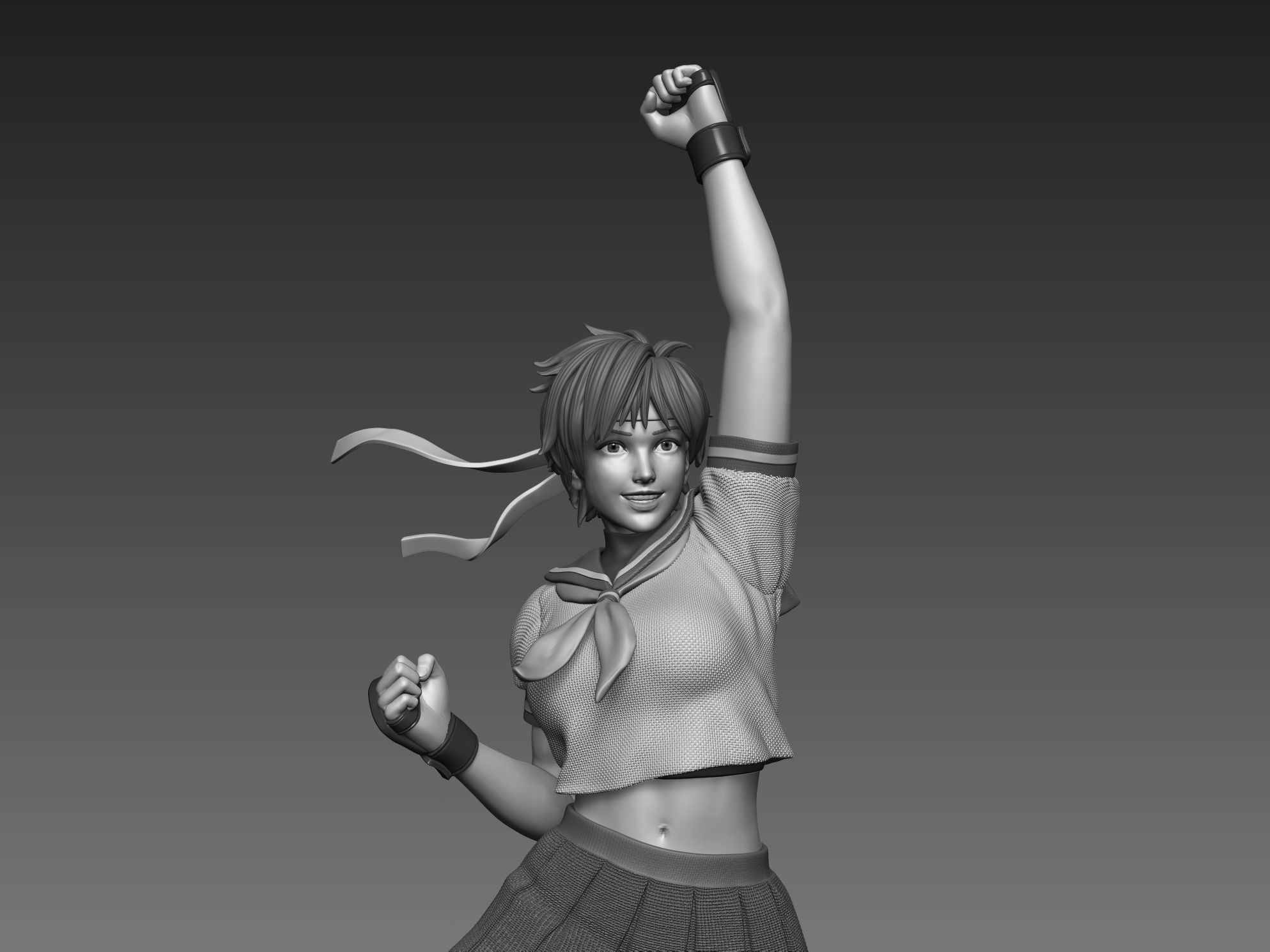 Sakura Kasugano Street Fighter Fan Art Statue 3d Printable 3D print model_16