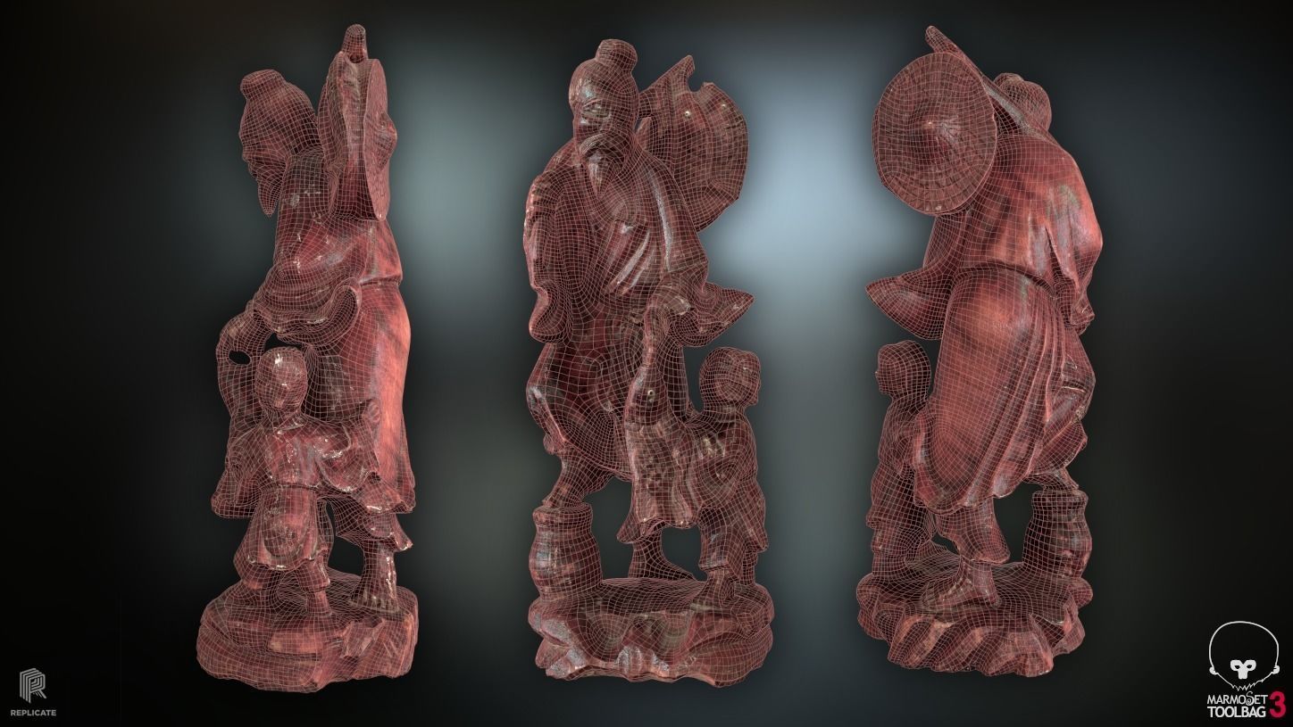 Props - Artwork - Chinese Statue 02 - Low-poly 3D model_13
