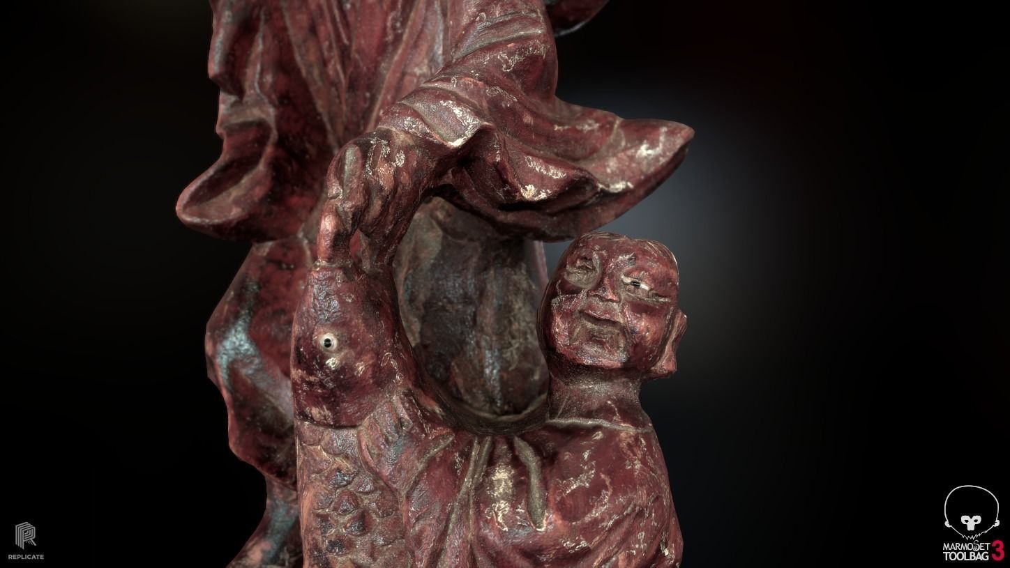 Props - Artwork - Chinese Statue 02 - Low-poly 3D model_3