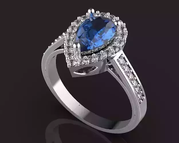 engagement pear ring Silver Gold  Print