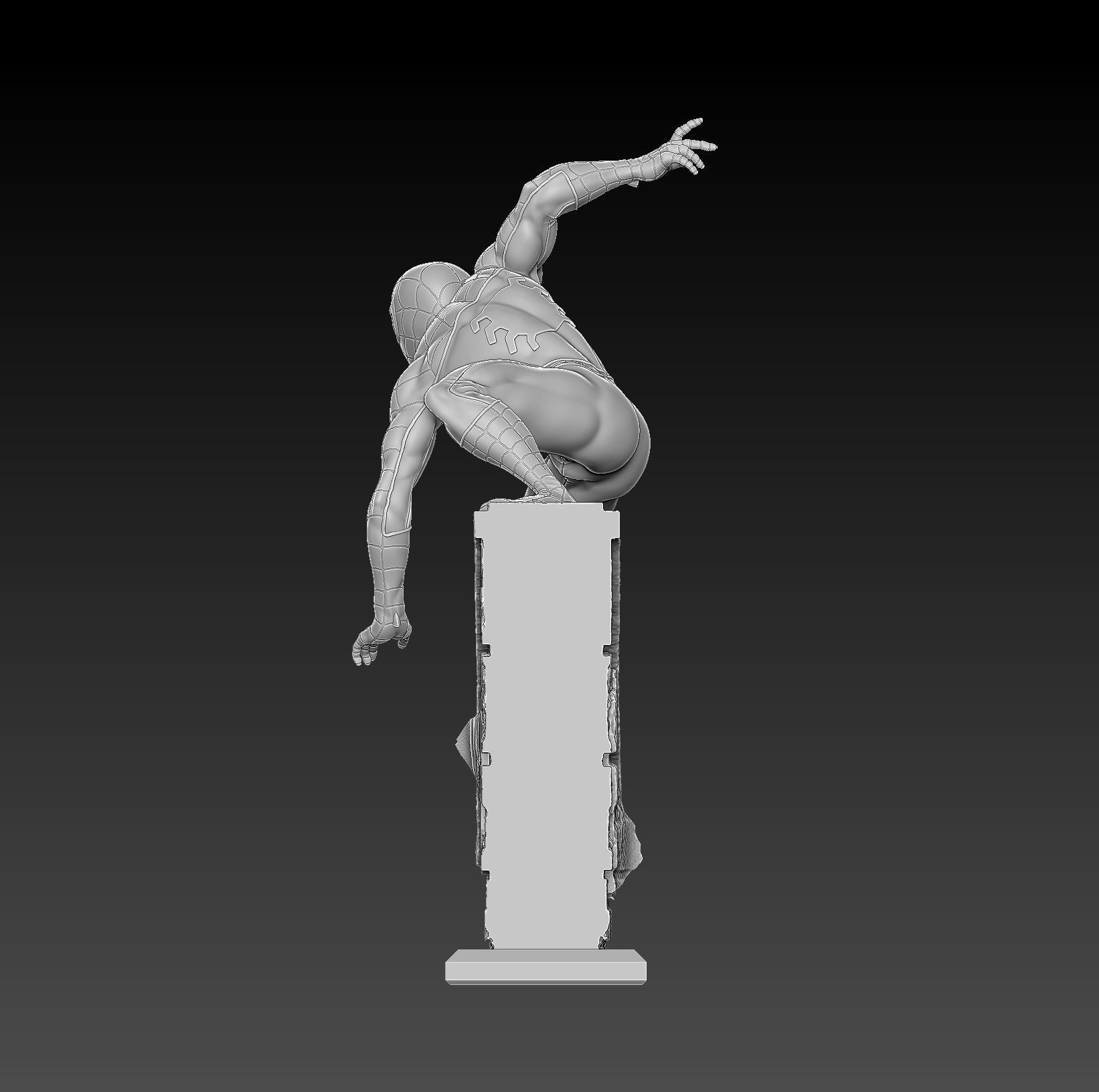 Spider-Man Statue 3D Print Ready 3D print model_8