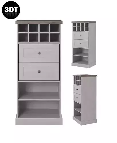 Shelf 3D model in colonial style in oak wood Low-poly 3D model