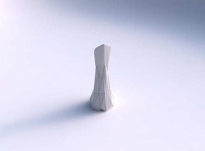 Vase squeezed and bent hexagon with random triangle plates 2 3D print model