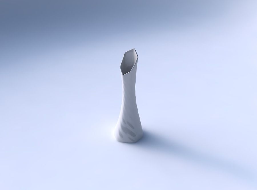 Vase squeezed and bent hexagon with relaxed large twists 3D print model_3