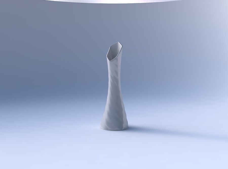 Vase squeezed and bent hexagon with relaxed large twists 3D print model_4
