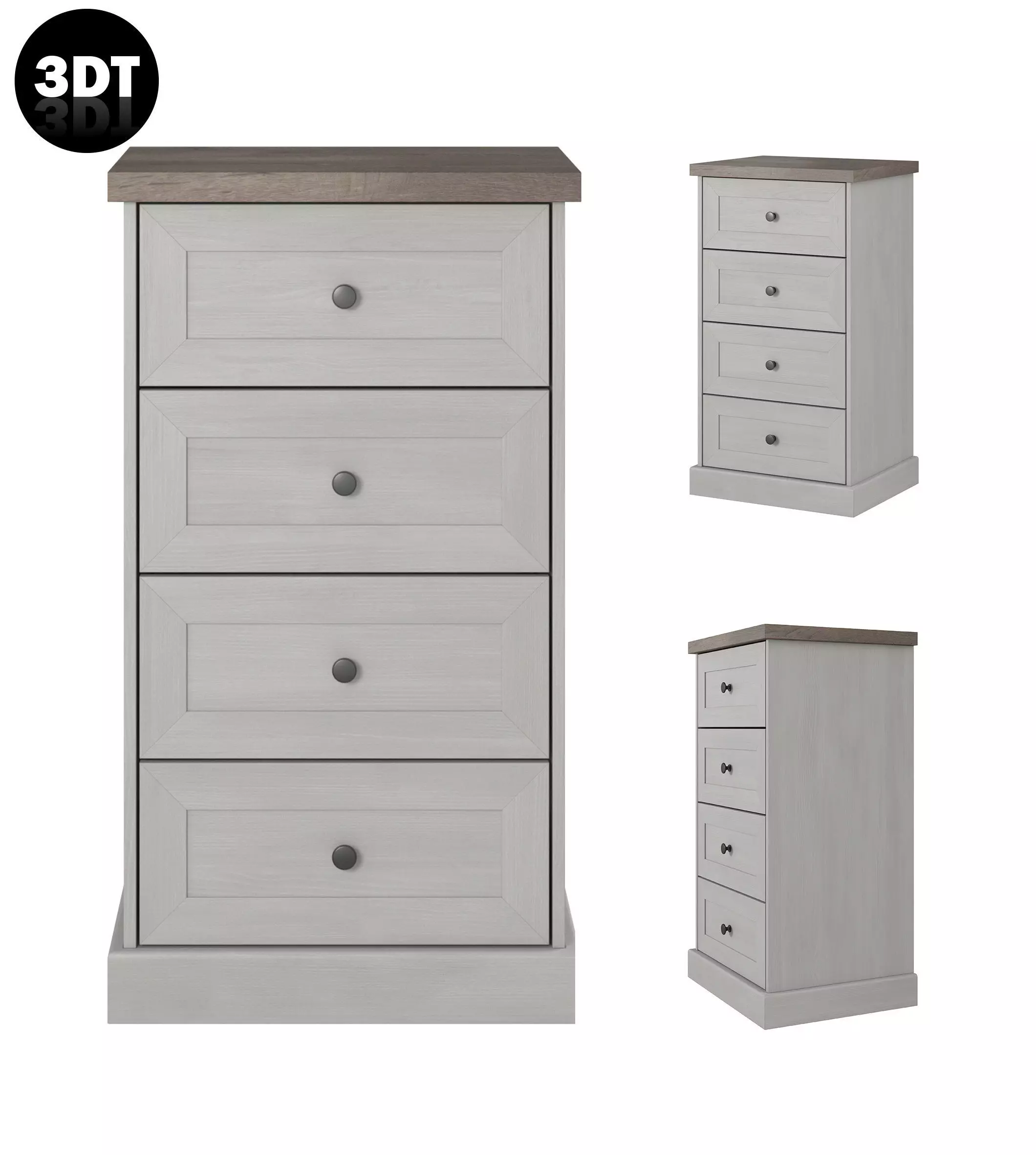 Commode 3D model in colonial style with drawers Low-poly 3D model_0