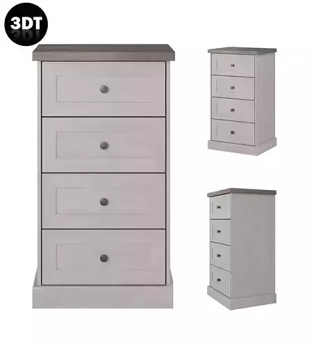 Commode 3D model in colonial style with drawers Low-poly 3D model
