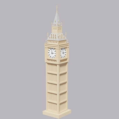 Cartoon London Big Ben Elizabeth Tower Low-poly 3D model