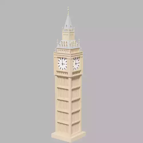 Cartoon London Big Ben Elizabeth Tower Low-poly 3D model