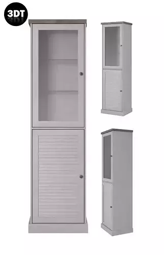 Shelf 3D model in colonial style with glass  Low-poly 3D model