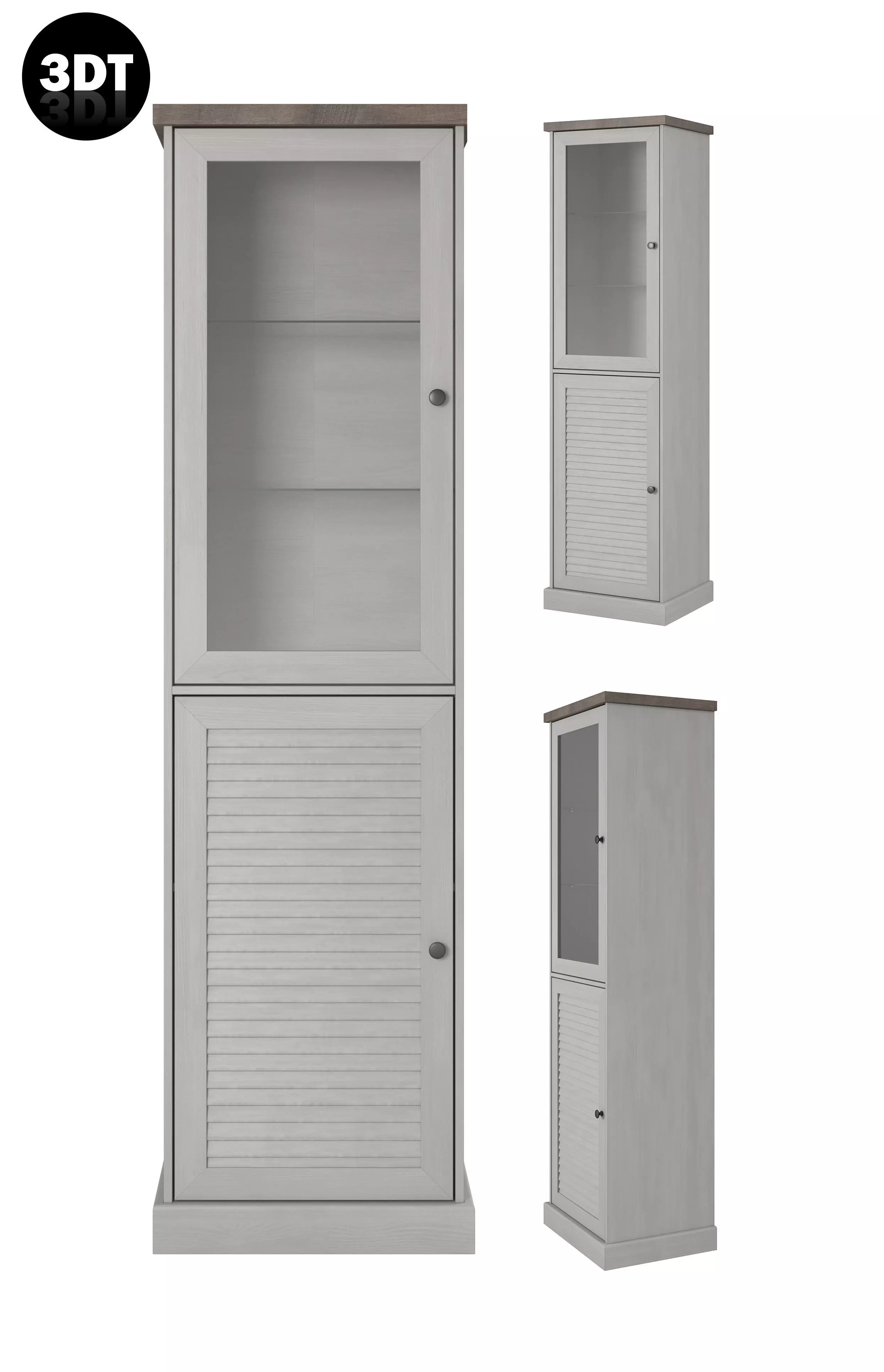 Shelf 3D model in colonial style with glass Low-poly 3D model_0