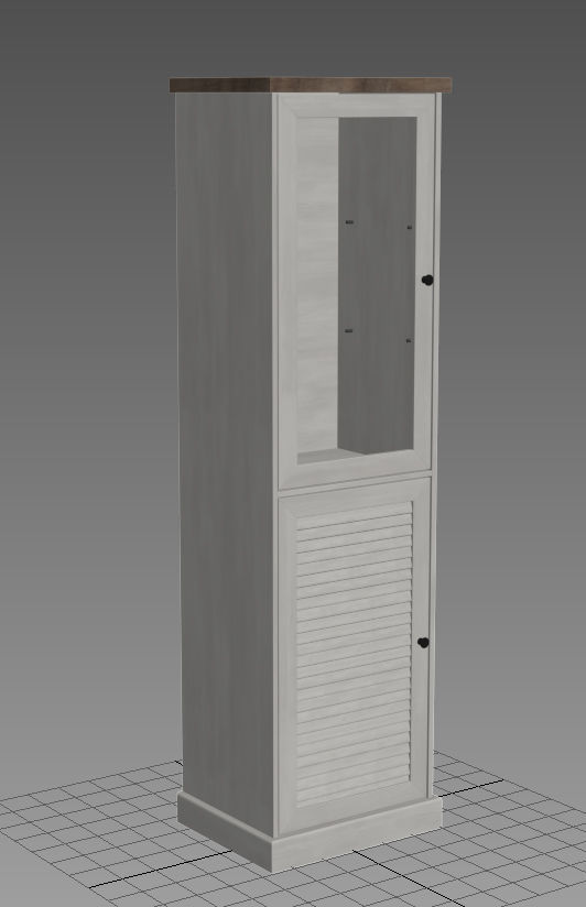 Shelf 3D model in colonial style with glass Low-poly 3D model_6