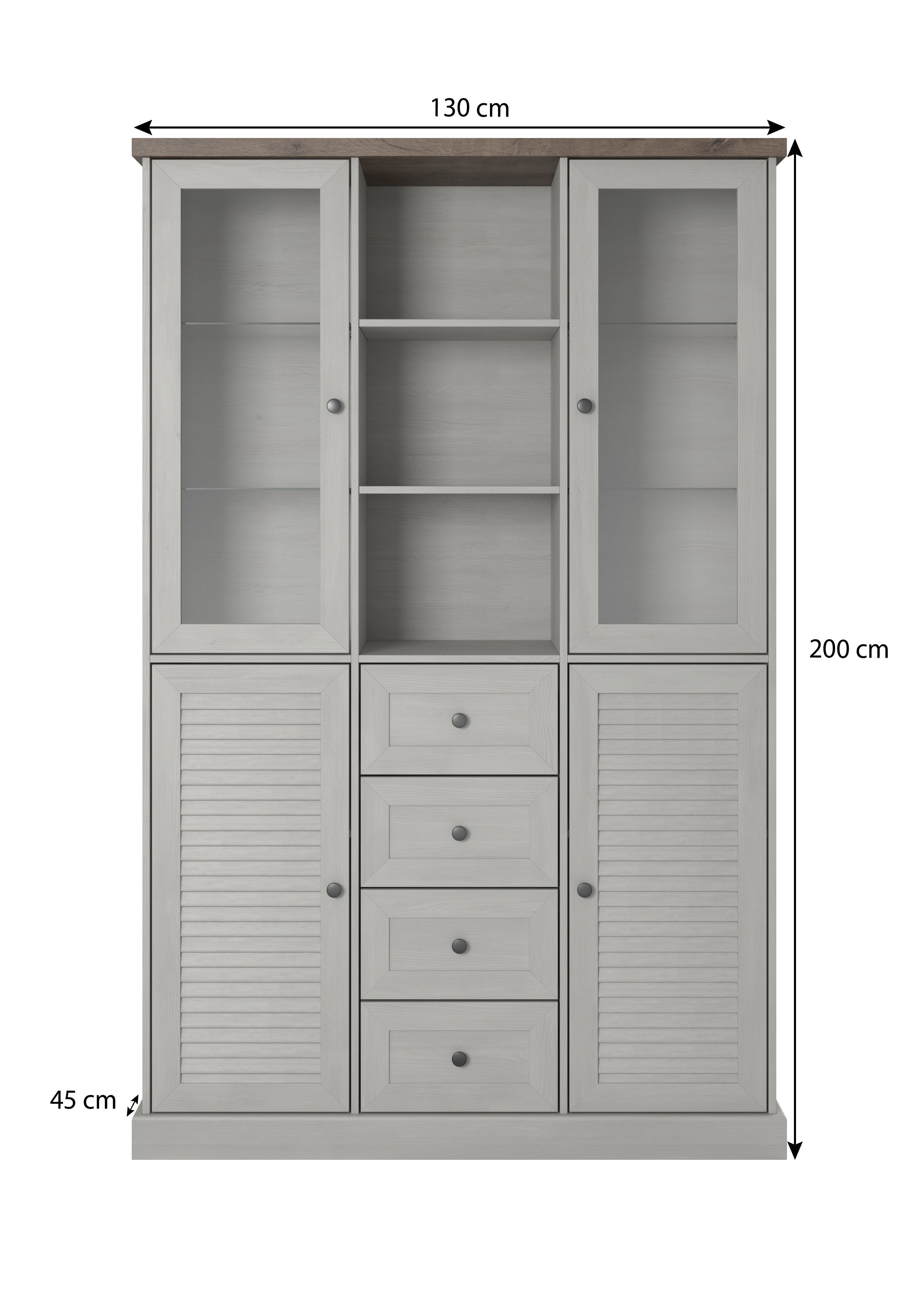 Shelf 3D model in colonial style with glass doors Low-poly 3D model_4
