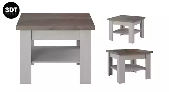 Table 3D model in colonial style white wood Low-poly 3D model