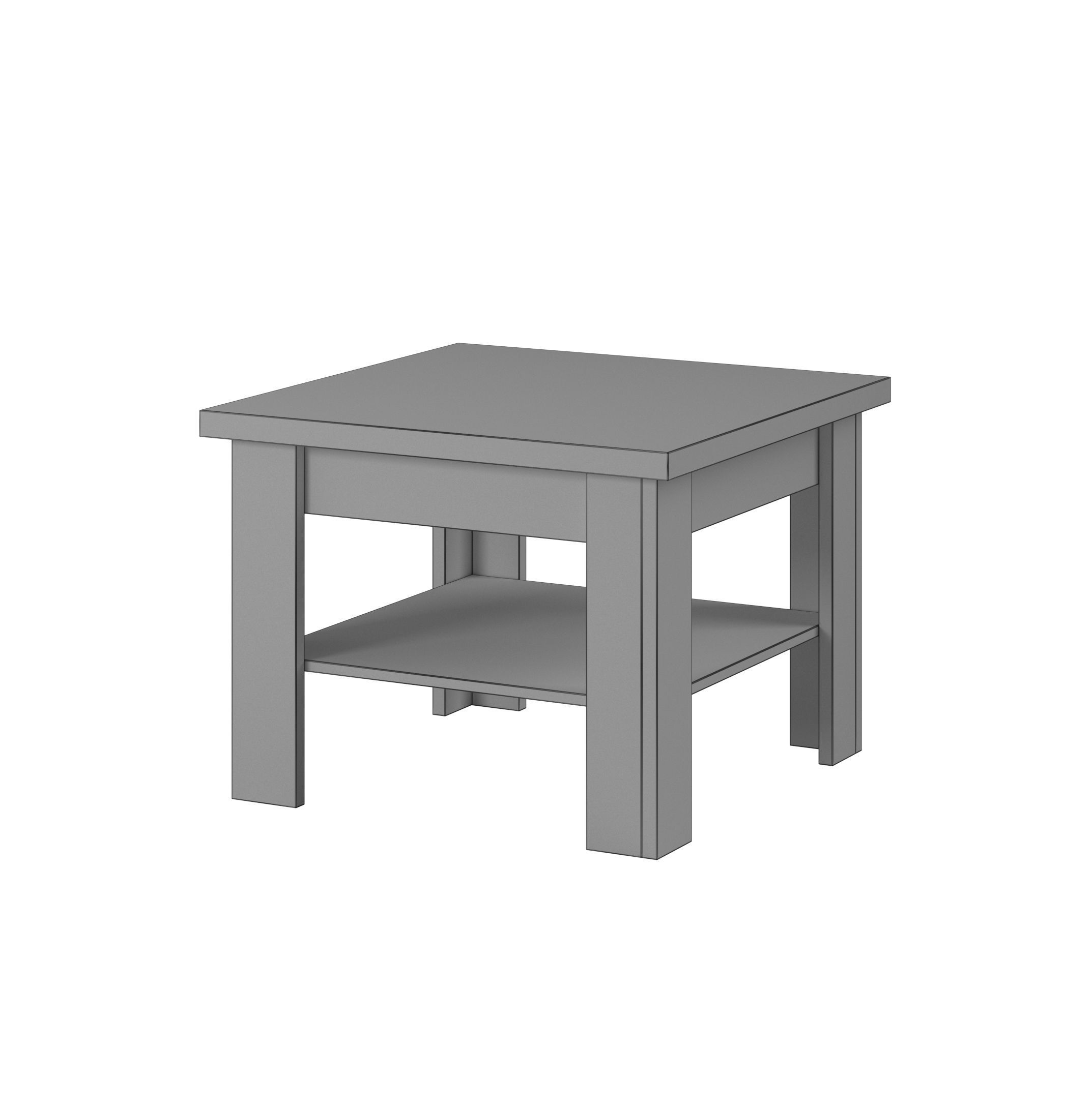 Table 3D model in colonial style white wood Low-poly 3D model_5