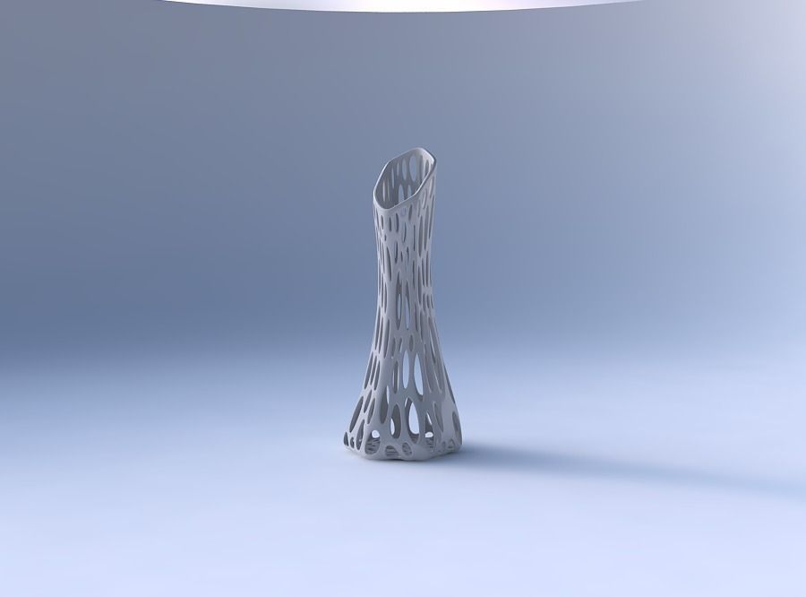 Vase squeezed and bent hexagon with smooth organic lattice 3D print model_4
