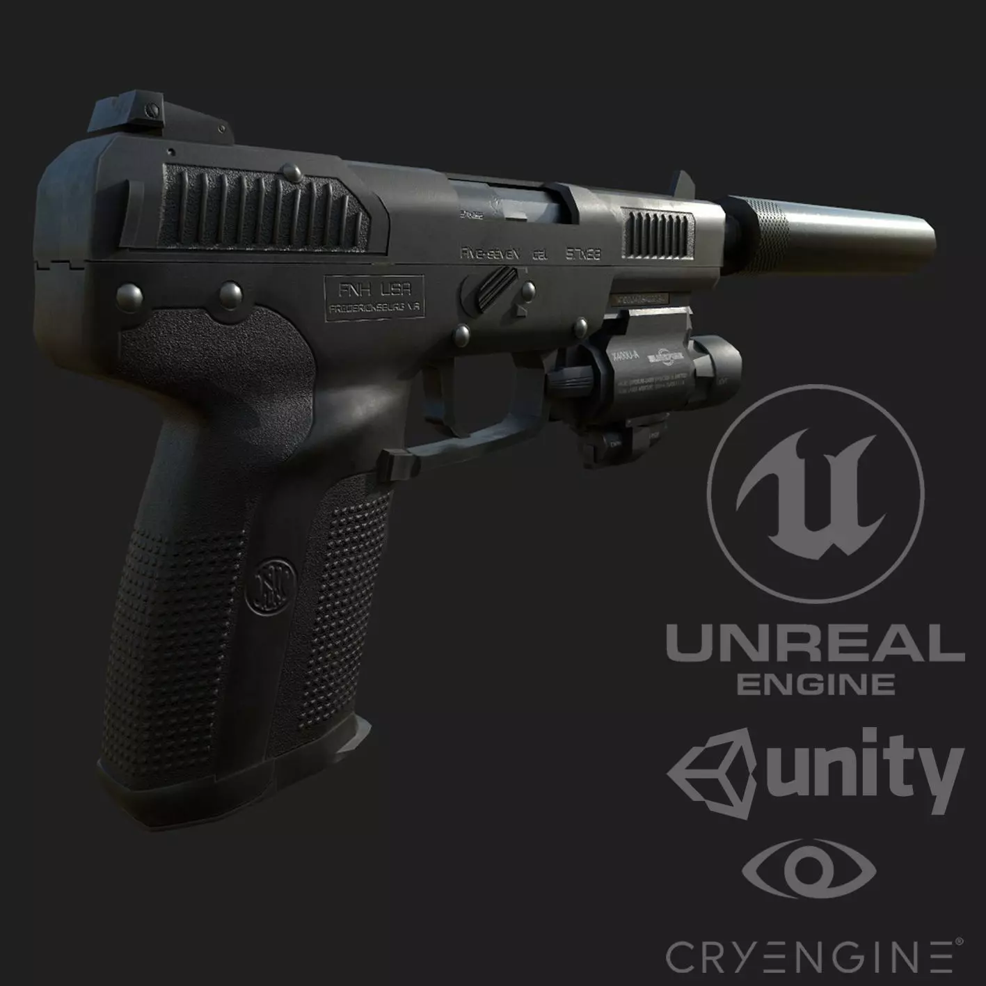 FN Five-seveN Gun Low-poly 3D model_0