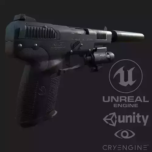 FN Five-seveN Gun Low-poly 3D model