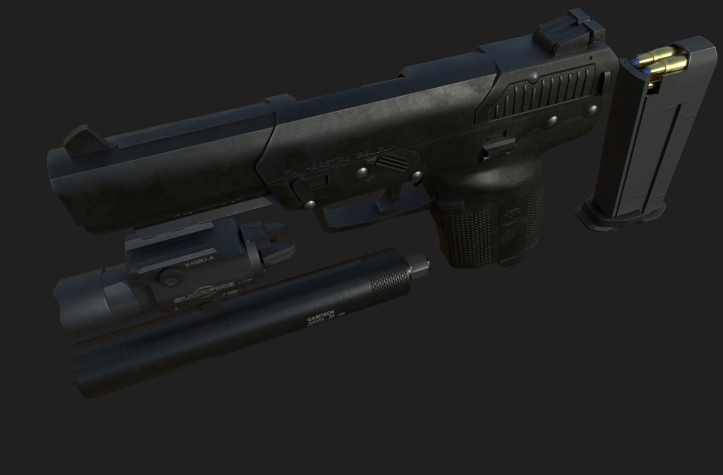 FN Five-seveN Gun Low-poly 3D model_7