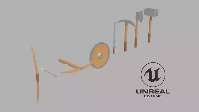 Weapons and tools mediveal pack for UE4 Free low-poly 3D model