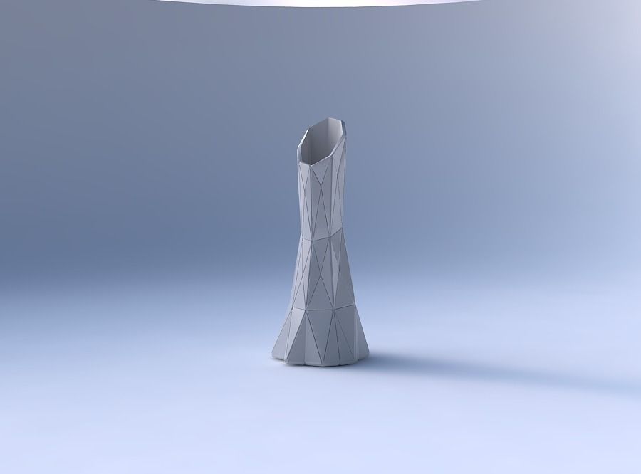 Vase squeezed and bent hexagon with triangle plates 3D print model_4