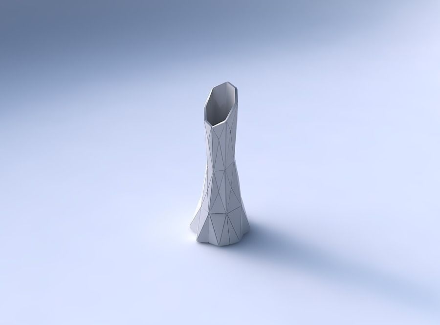 Vase squeezed and bent hexagon with triangle plates 3D print model_3