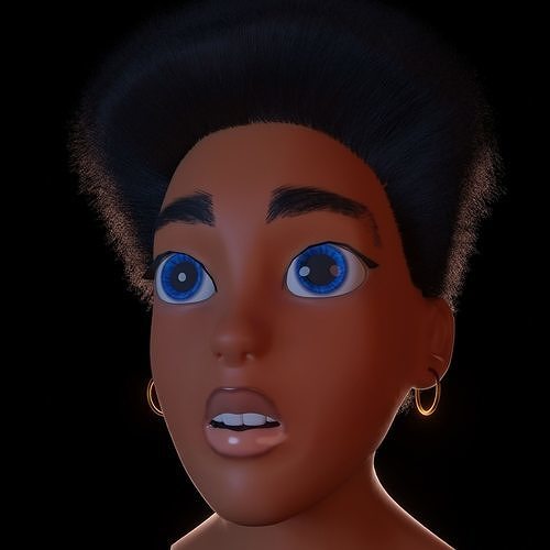 stylized black female character 3D model