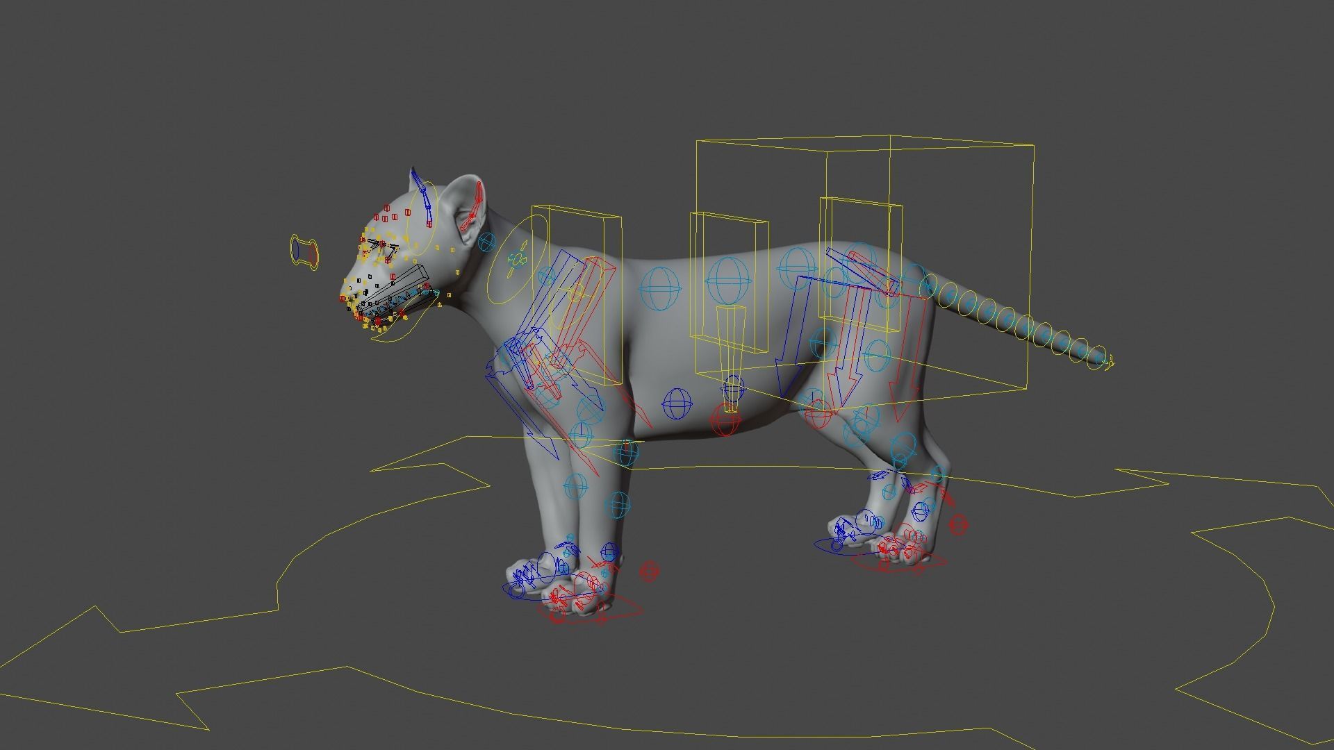 Young Jaguar Panthera Onca Rigged 3D model_6