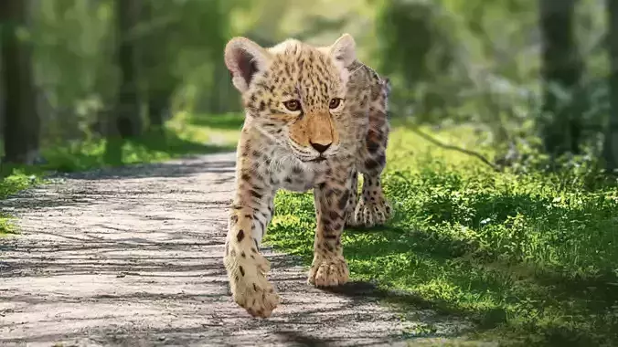 Young Jaguar Panthera Onca Rigged 3D model