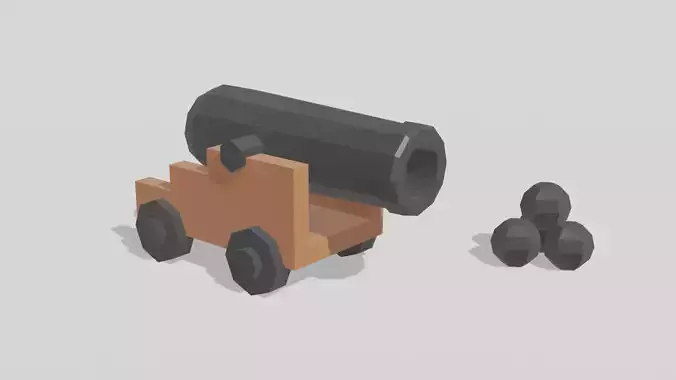 Pirate cannon for UE4 Free low-poly 3D model